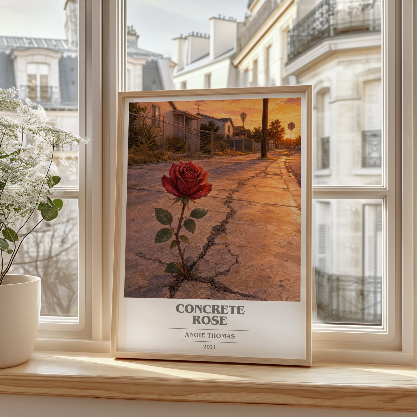 Concrete Rose book cover poster colour and style options – Angie Thomas book art