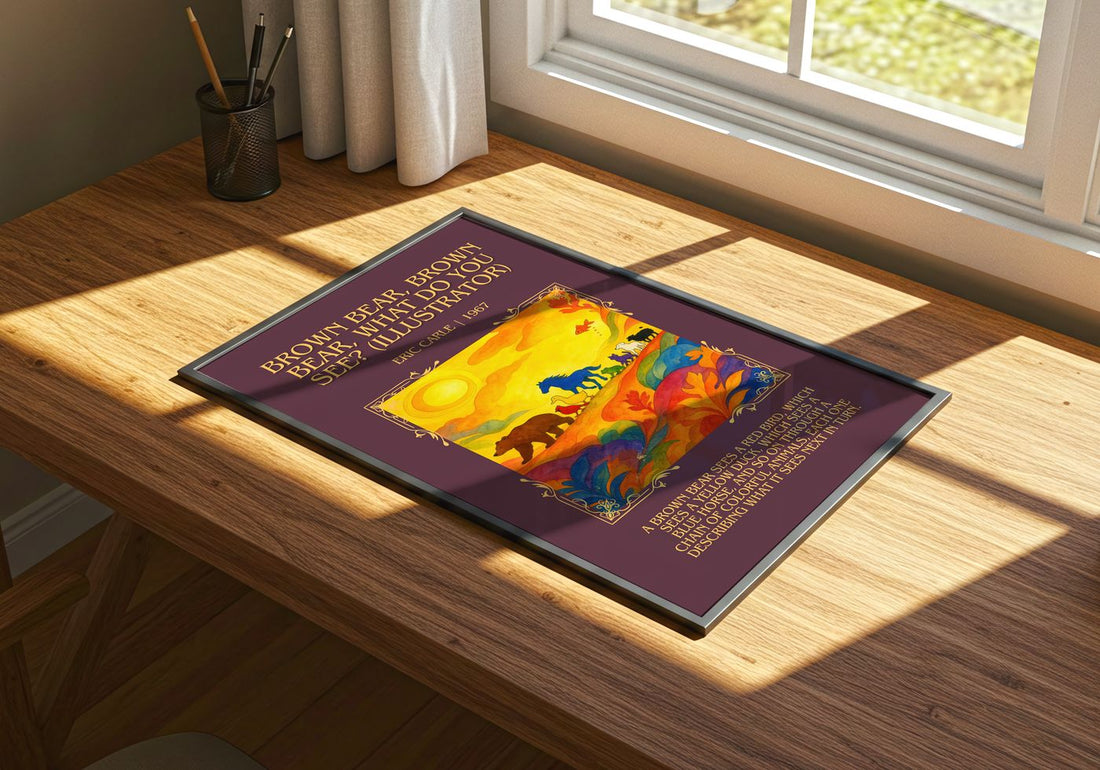 Brown Bear, Brown Bear, What Do You See? (Illustrator) Minimalist – print on a sunlit desk