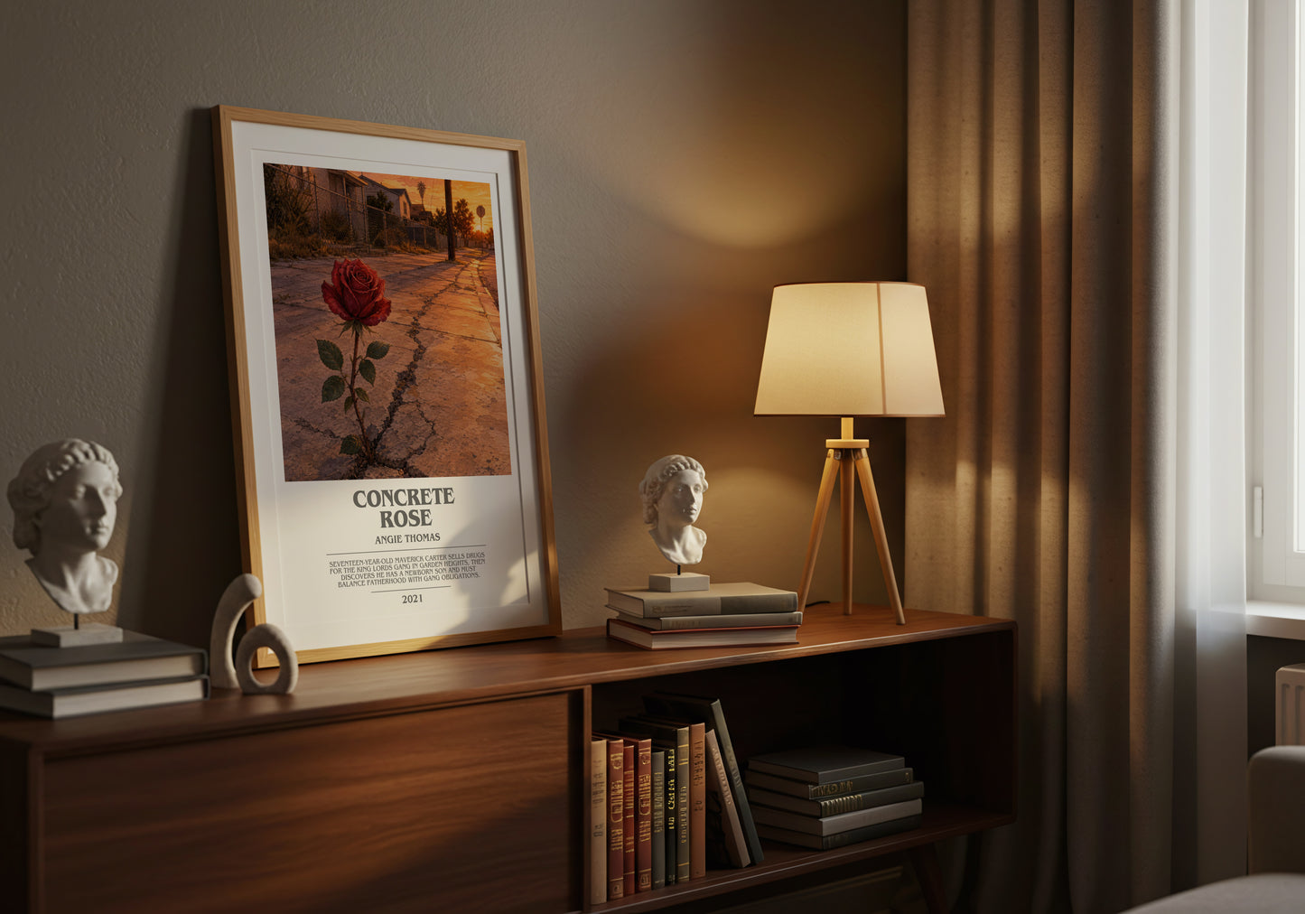 Concrete Rose bookish book poster framed on wall – young adult wall art