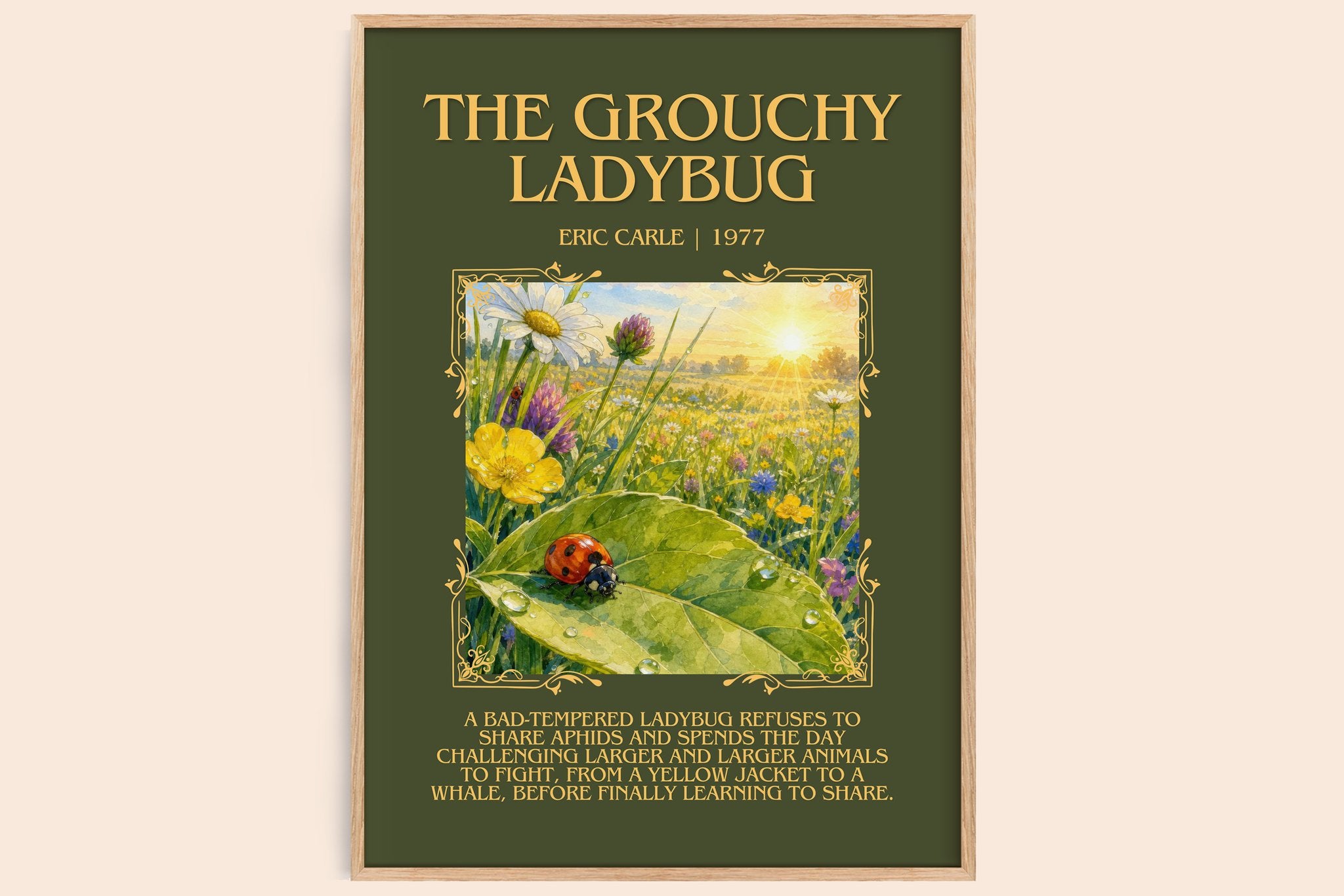 The Grouchy Ladybug Minimalist Book Poster by Eric Carle