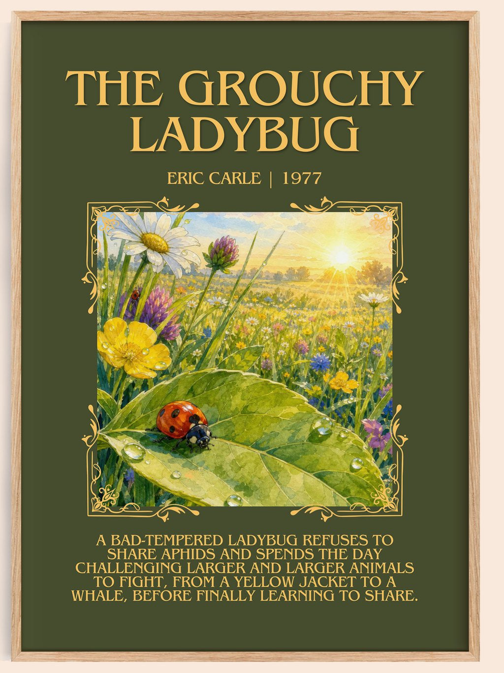 The Grouchy Ladybug Minimalist Book Poster by Eric Carle – book poster