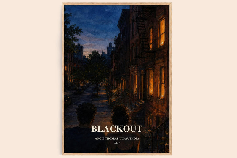 Blackout watercolour book poster by Angie Thomas (Co-Author) – framed literary art print