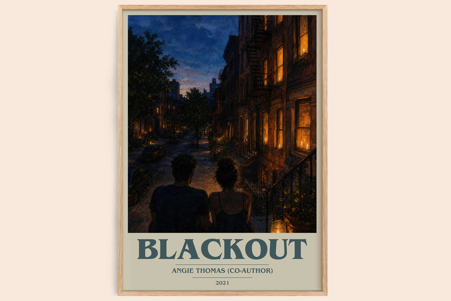Blackout book cover book poster by Angie Thomas (Co-Author) – framed literary art print