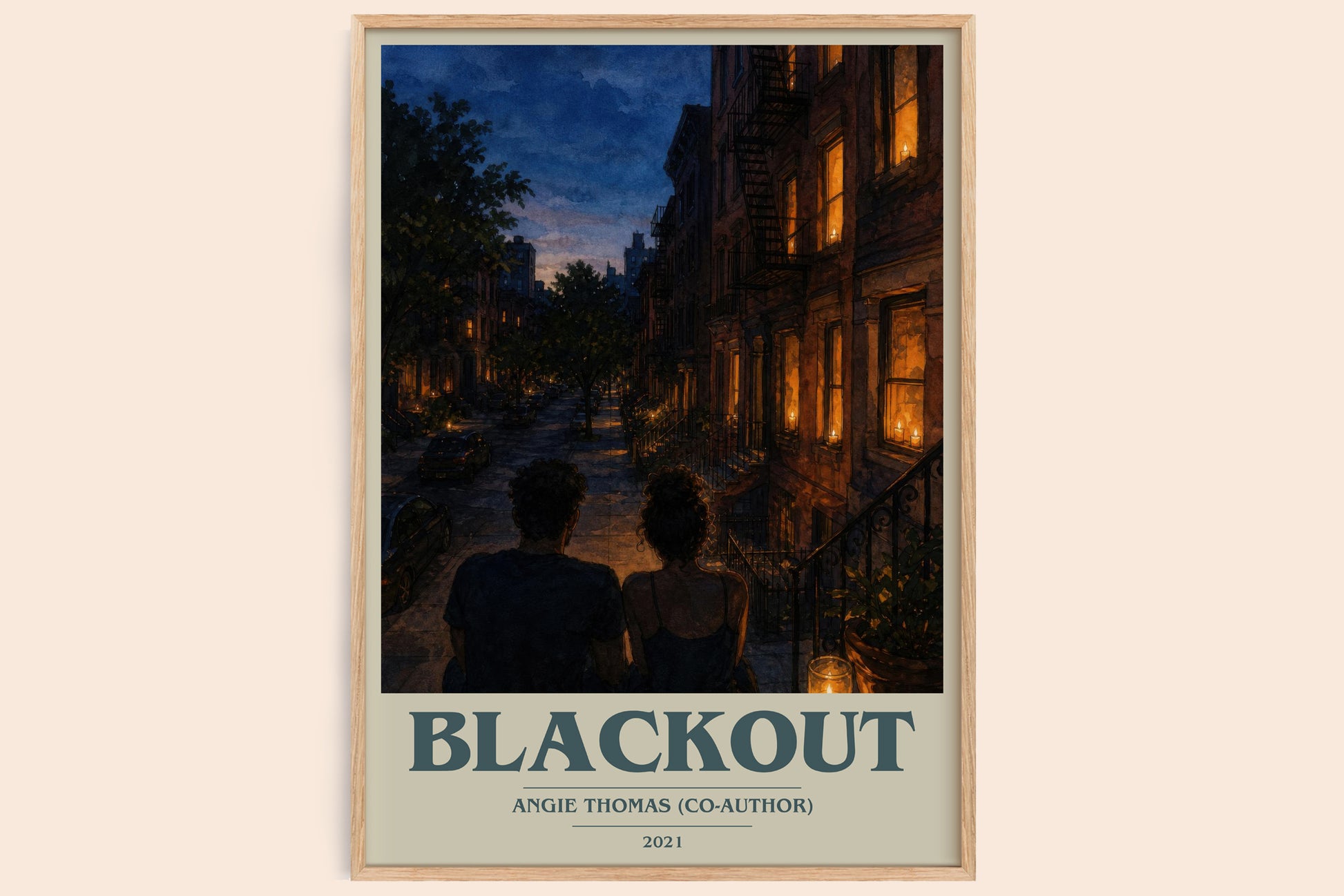 Blackout book cover book poster by Angie Thomas (Co-Author) – framed literary art print
