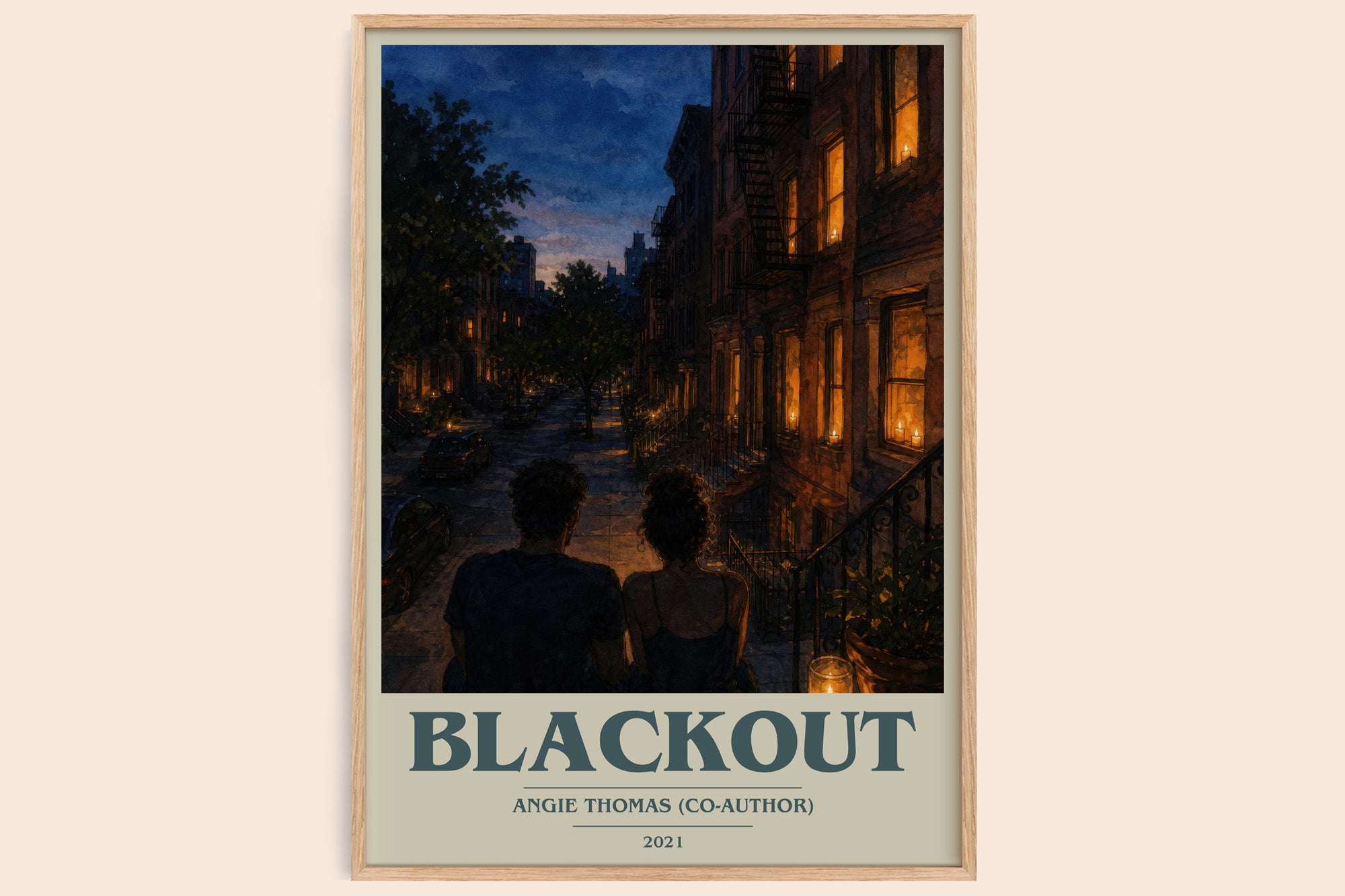 Blackout book cover book poster by Angie Thomas (Co-Author) – framed literary art print