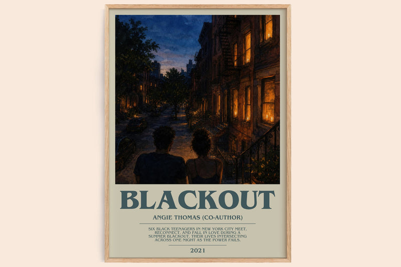 Blackout bookish book poster by Angie Thomas (Co-Author) – framed literary art print