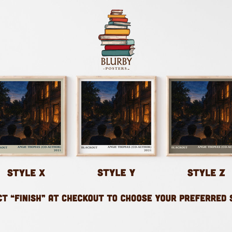Blackout literary print in frame leaning in hallway – young adult wall art