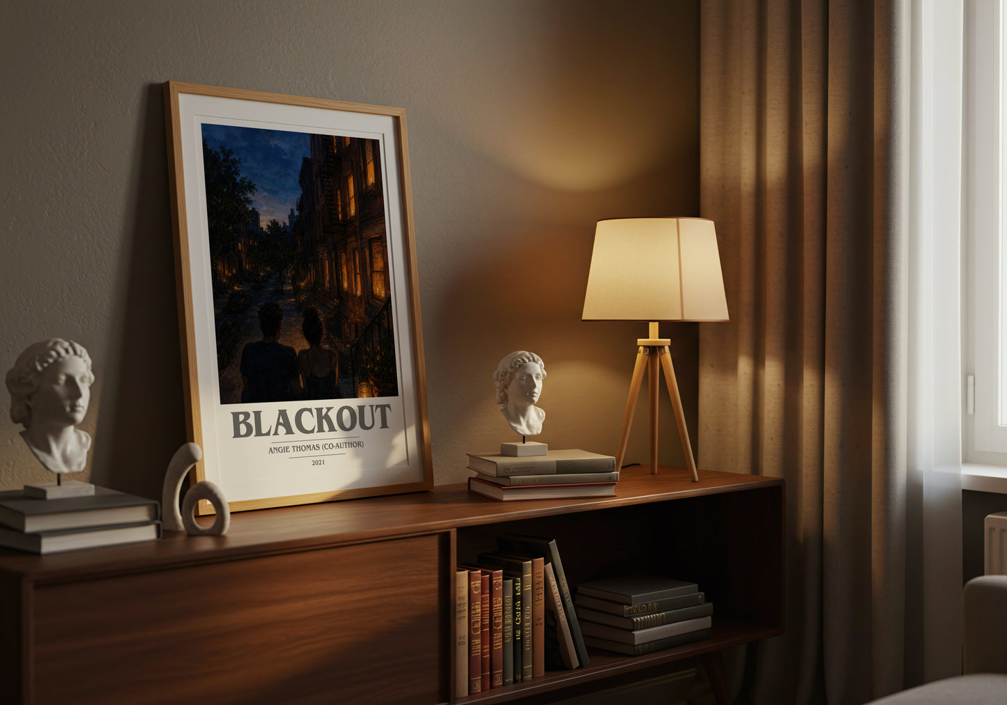Blackout book cover book poster framed on wall – young adult wall art
