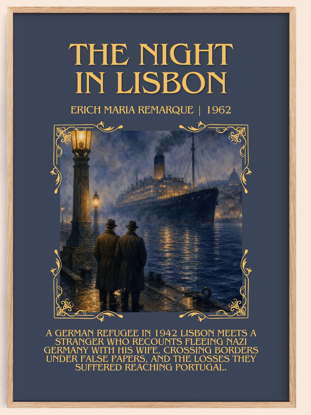 The Night In Lisbon Minimalist Book Poster by Erich Maria Remarque – book poster