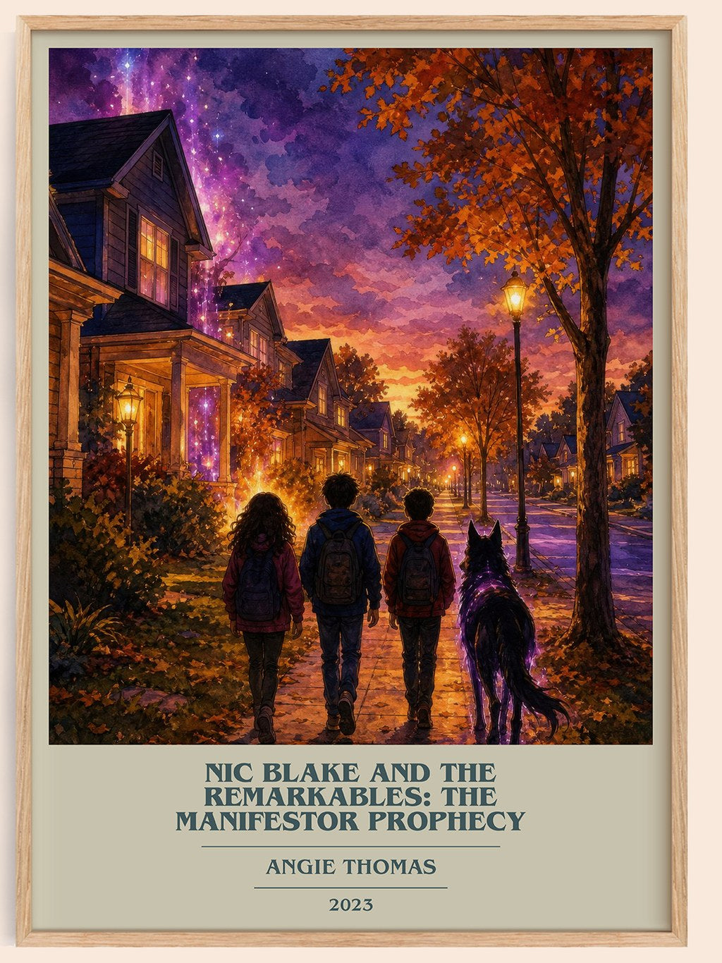 Nic Blake And The Remarkables: The Manifestor Prophecy book cover book poster by Angie Thomas – framed literary art print