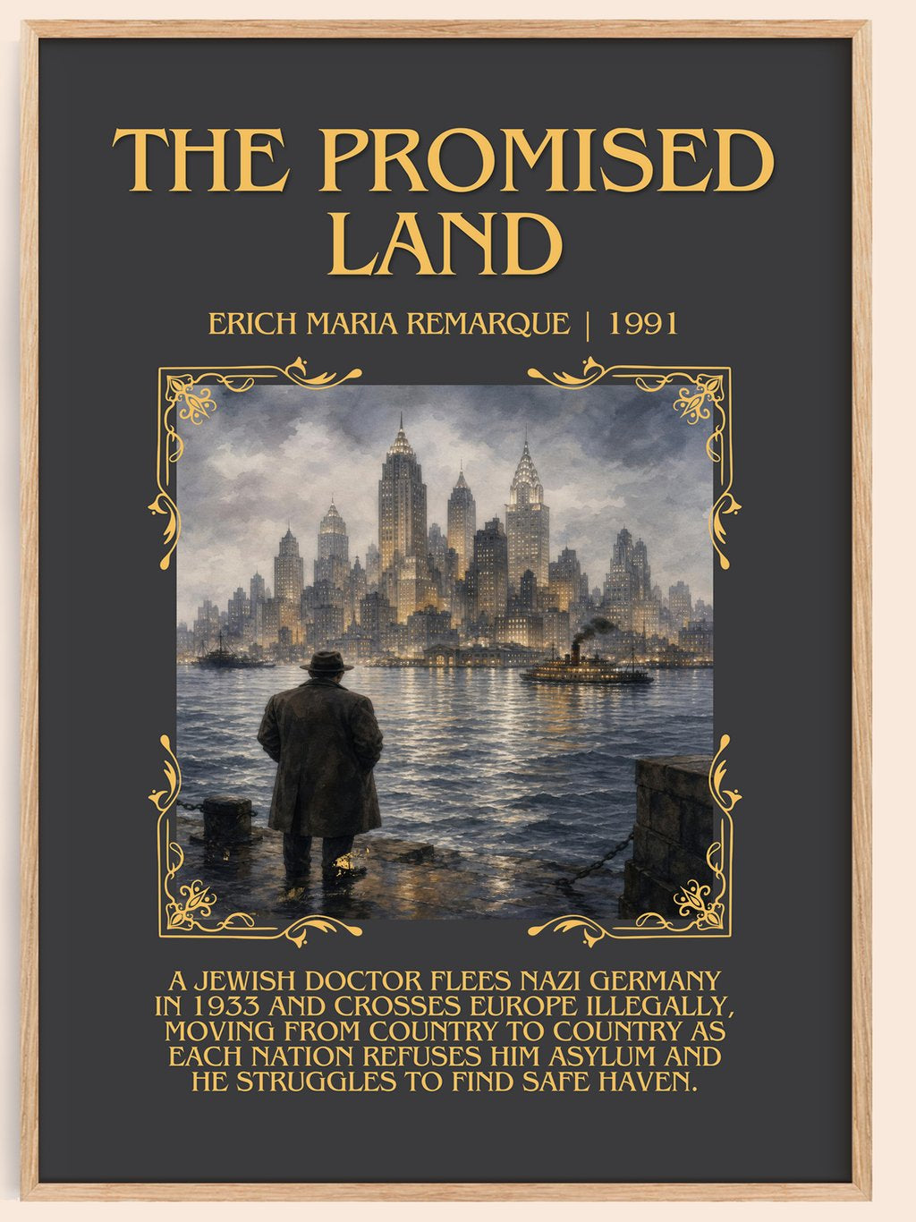 The Promised Land Minimalist Book Poster by Erich Maria Remarque – book poster