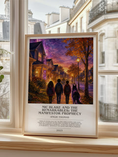 Nic Blake And The Remarkables: The Manifestor Prophecy bookish print in frame leaning in hallway – fantasy wall art