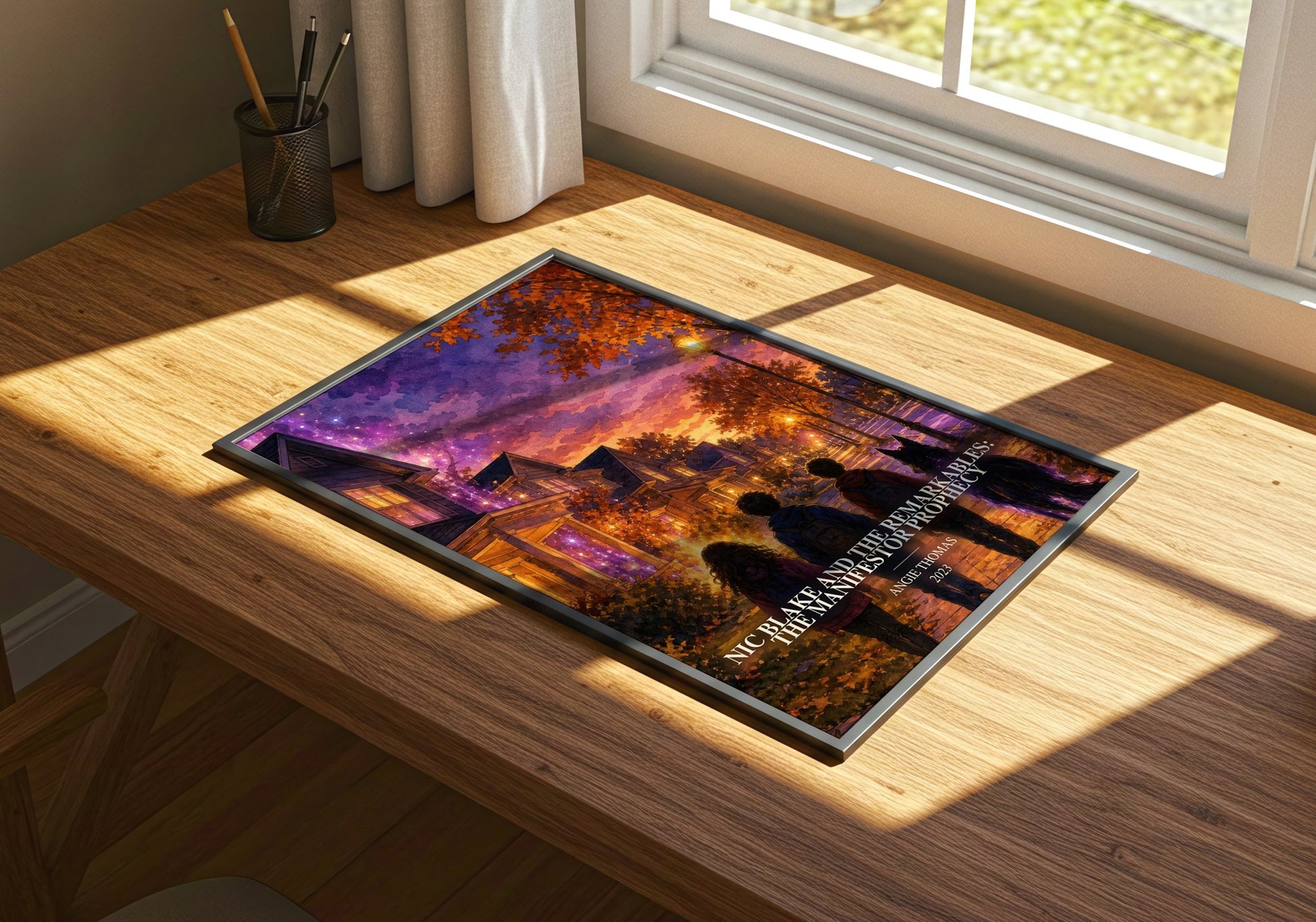 Nic Blake And The Remarkables: The Manifestor Prophecy watercolour book poster framed on wall – fantasy wall art