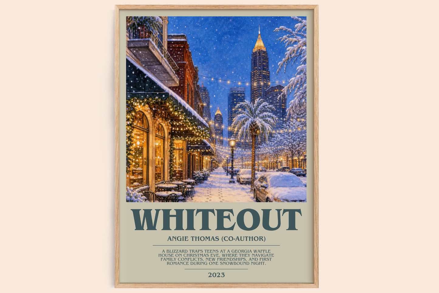 Whiteout bookish book poster by Angie Thomas (Co-Author) – framed literary art print