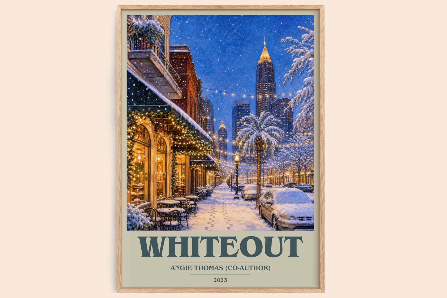 Whiteout book cover book poster by Angie Thomas (Co-Author) – framed literary art print