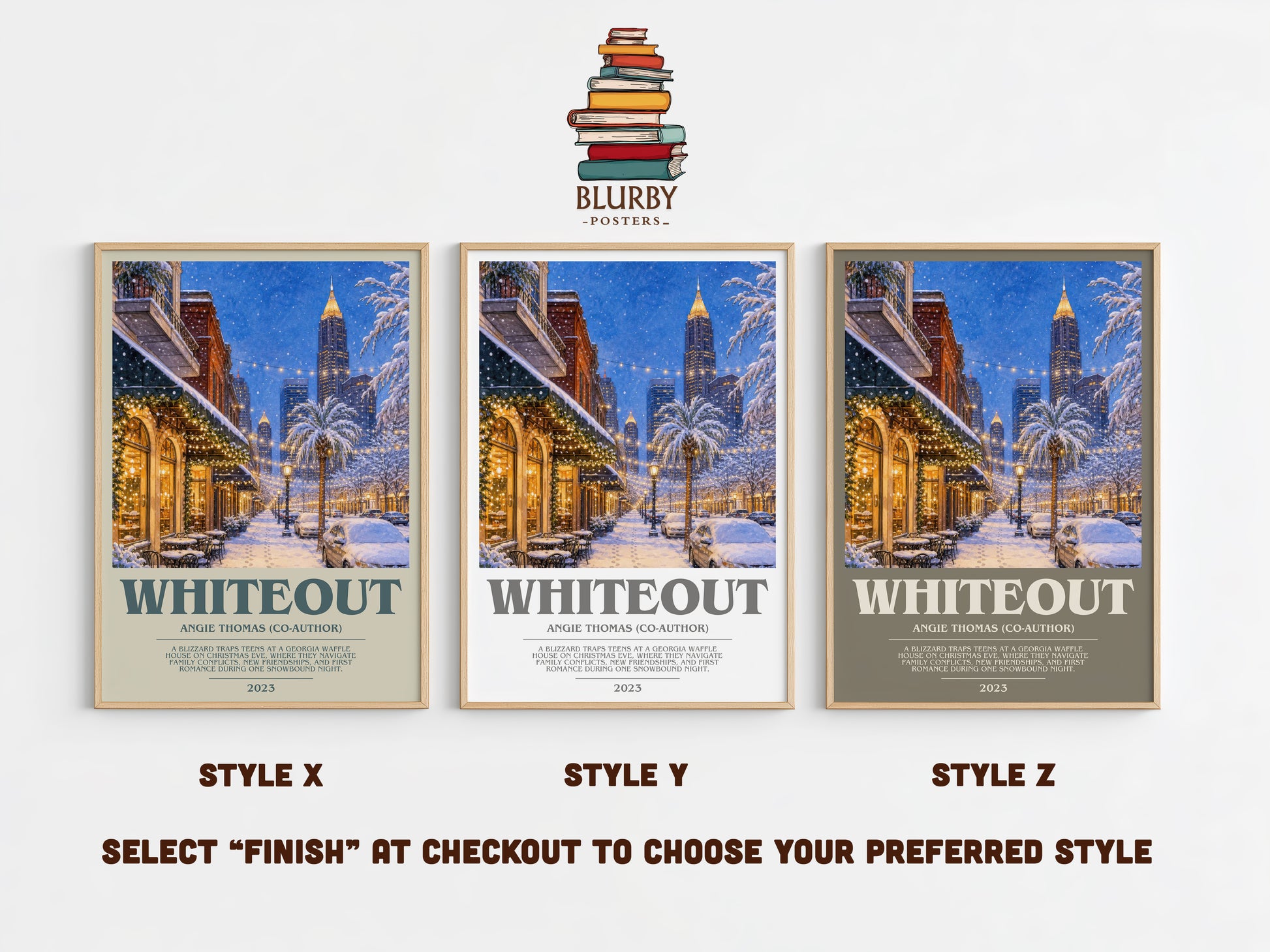 Whiteout bookish print in frame leaning in hallway – young adult wall art