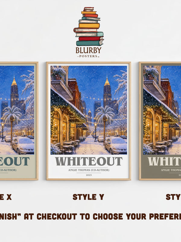 Whiteout book cover print in frame leaning in hallway – young adult wall art