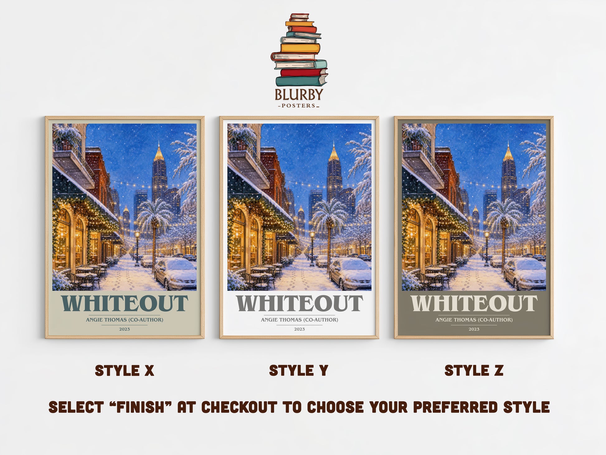 Whiteout book cover print in frame leaning in hallway – young adult wall art