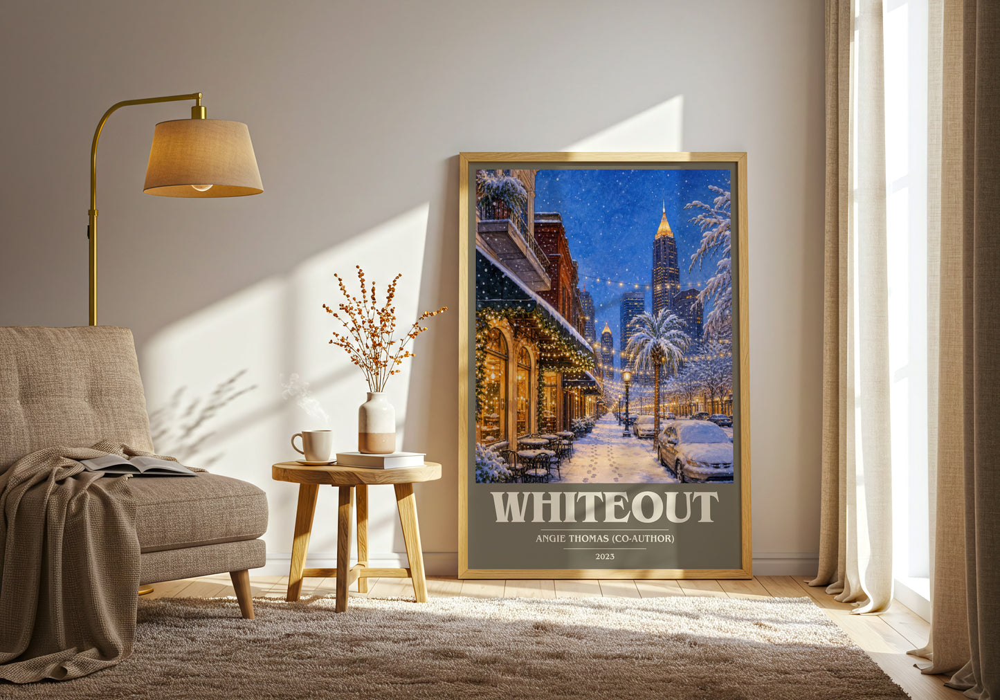 Whiteout book cover print on bookshelf – Angie Thomas (Co-Author) fan gift