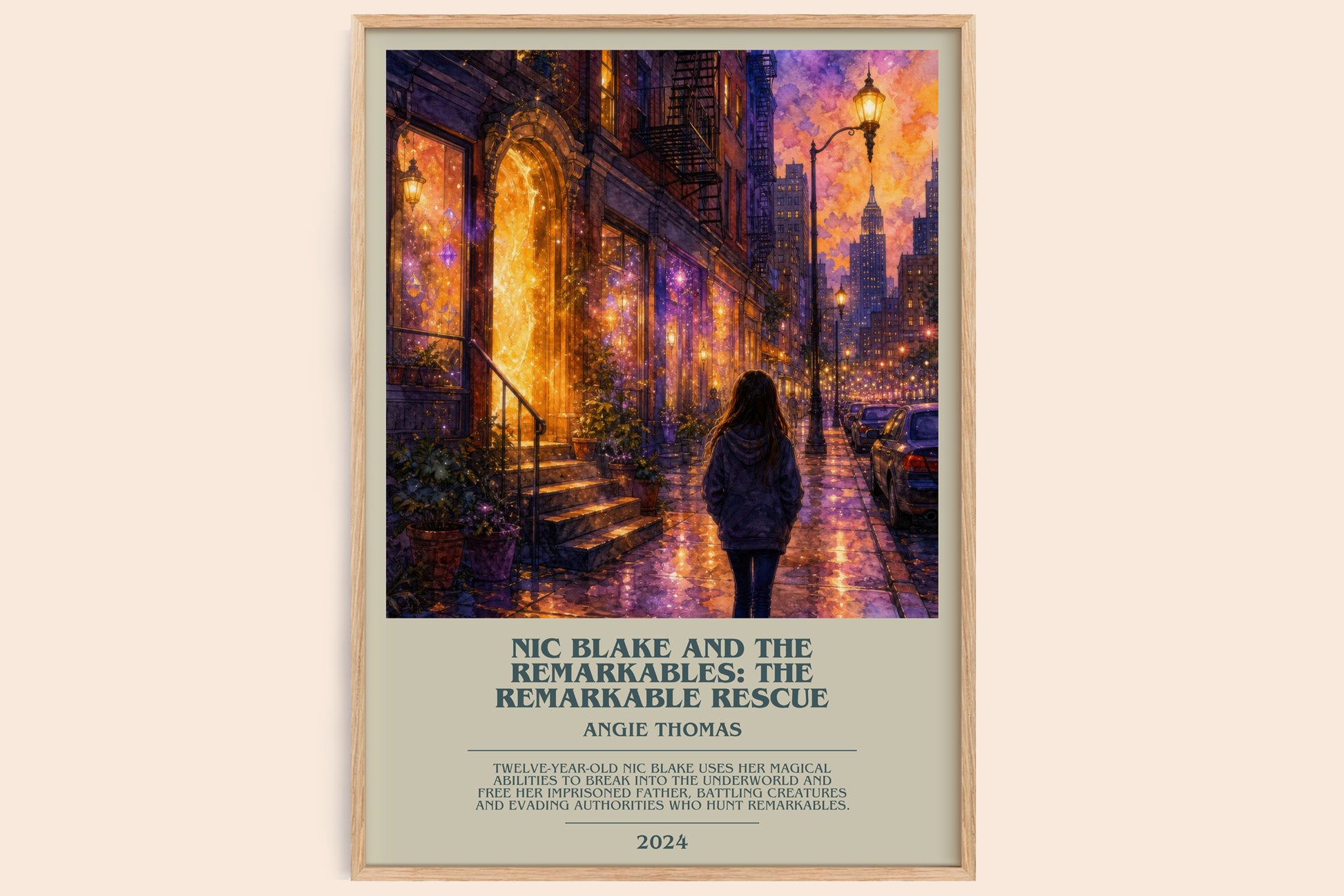 Nic Blake And The Remarkables: The Remarkable Rescue bookish book poster by Angie Thomas – framed literary art print
