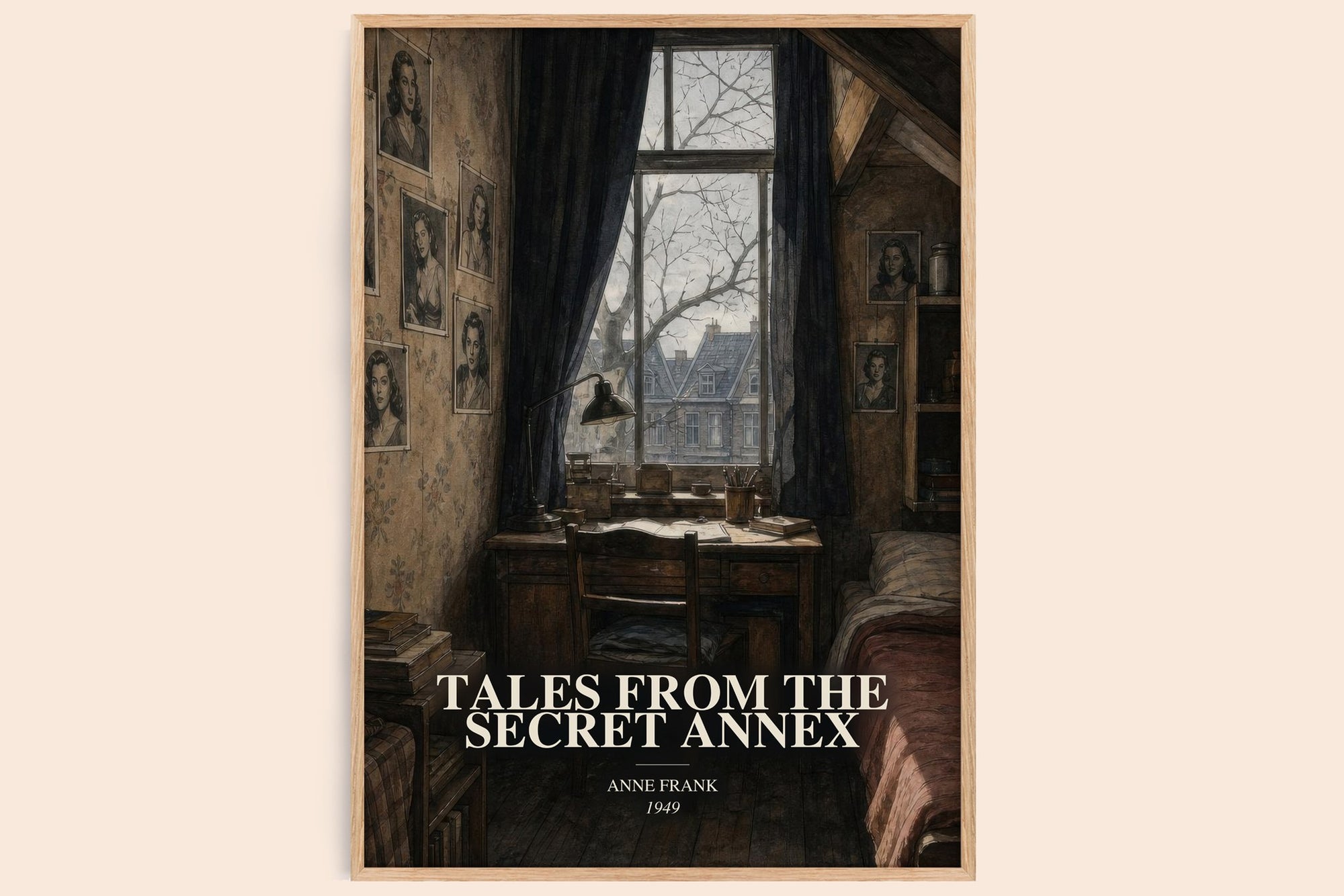 Tales From The Secret Annex watercolour book poster by Anne Frank – framed literary art print