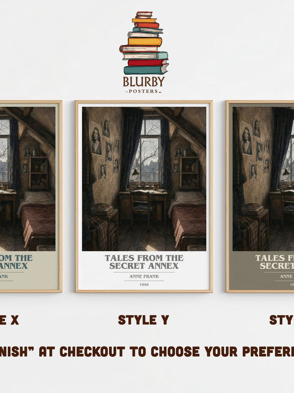 Tales From The Secret Annex book cover print in frame leaning in hallway – non fiction wall art