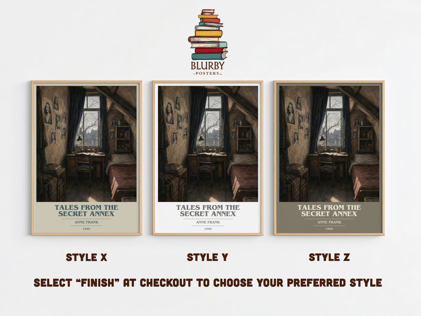 Tales From The Secret Annex book cover print in frame leaning in hallway – non fiction wall art