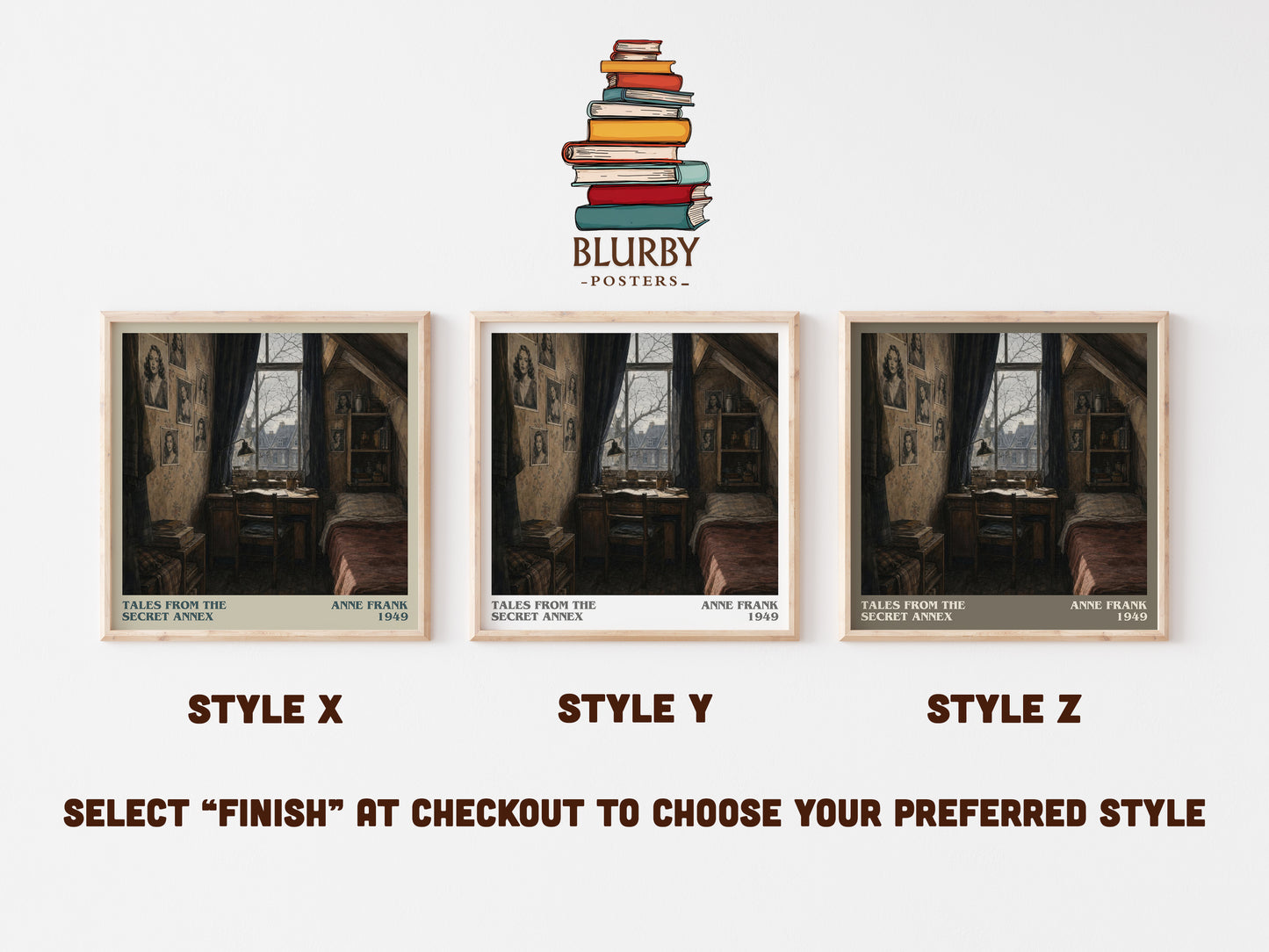 Tales From The Secret Annex literary print in frame leaning in hallway – non fiction wall art