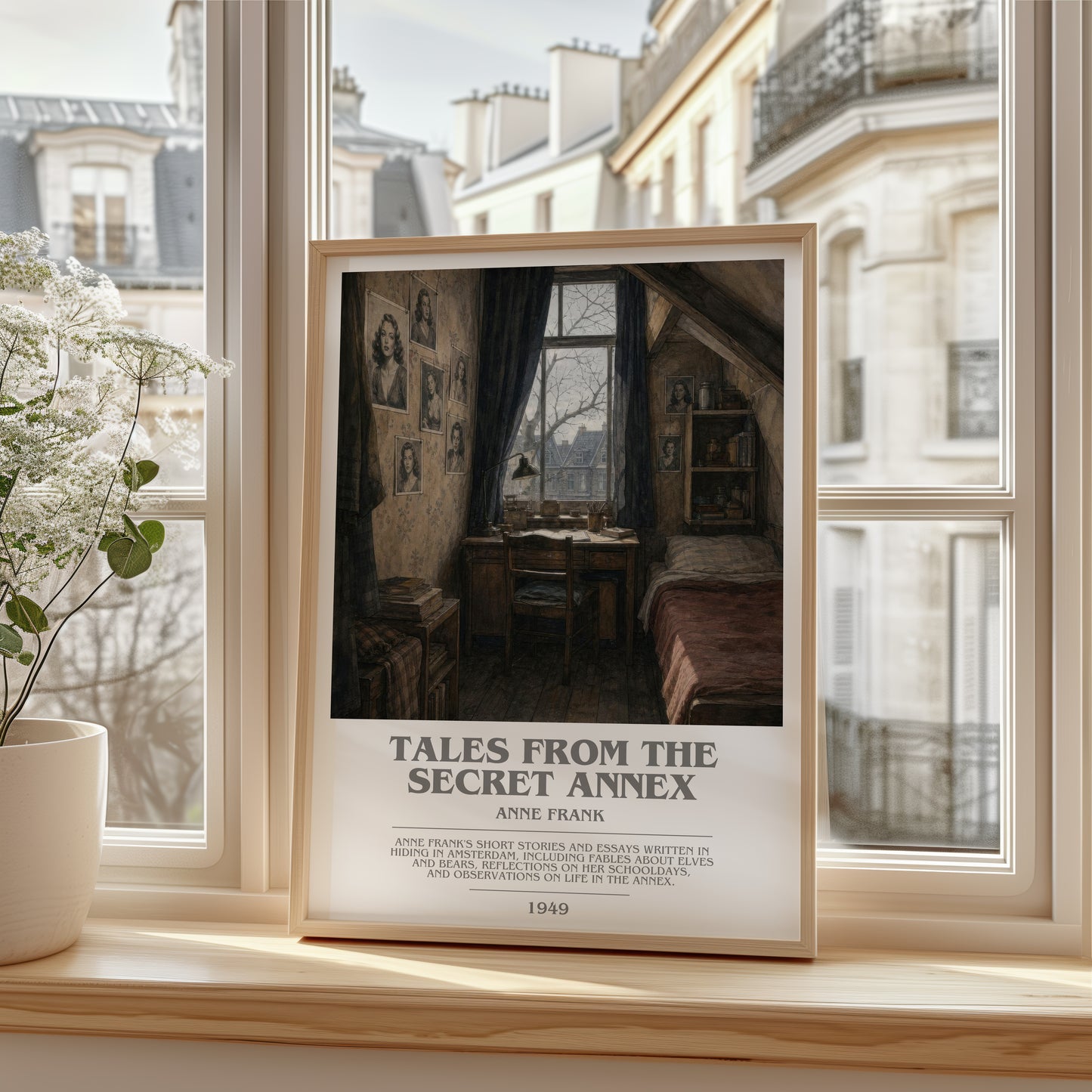 Tales From The Secret Annex bookish poster colour and style options – Anne Frank book art