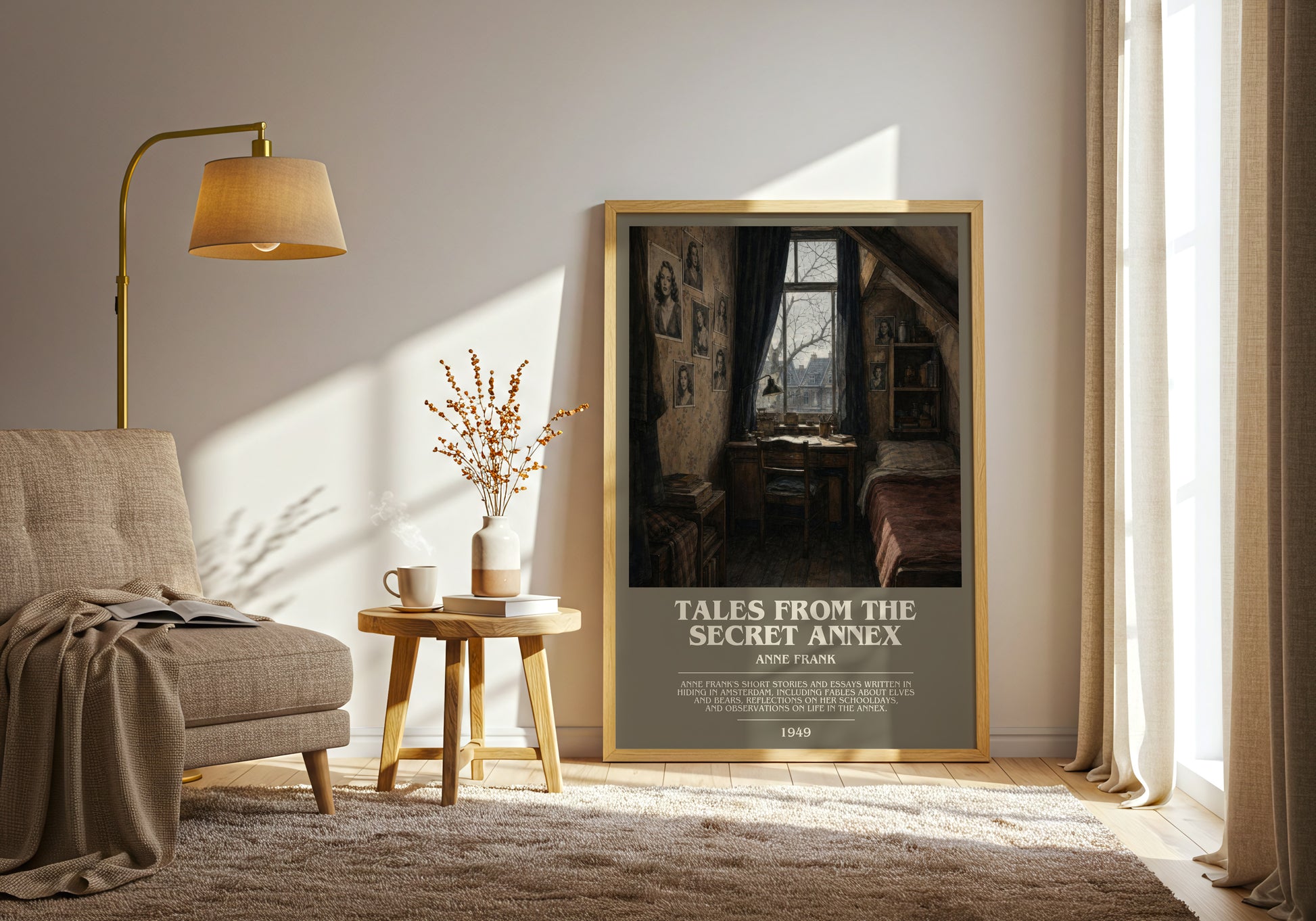 Tales From The Secret Annex bookish print on bookshelf – Anne Frank fan gift