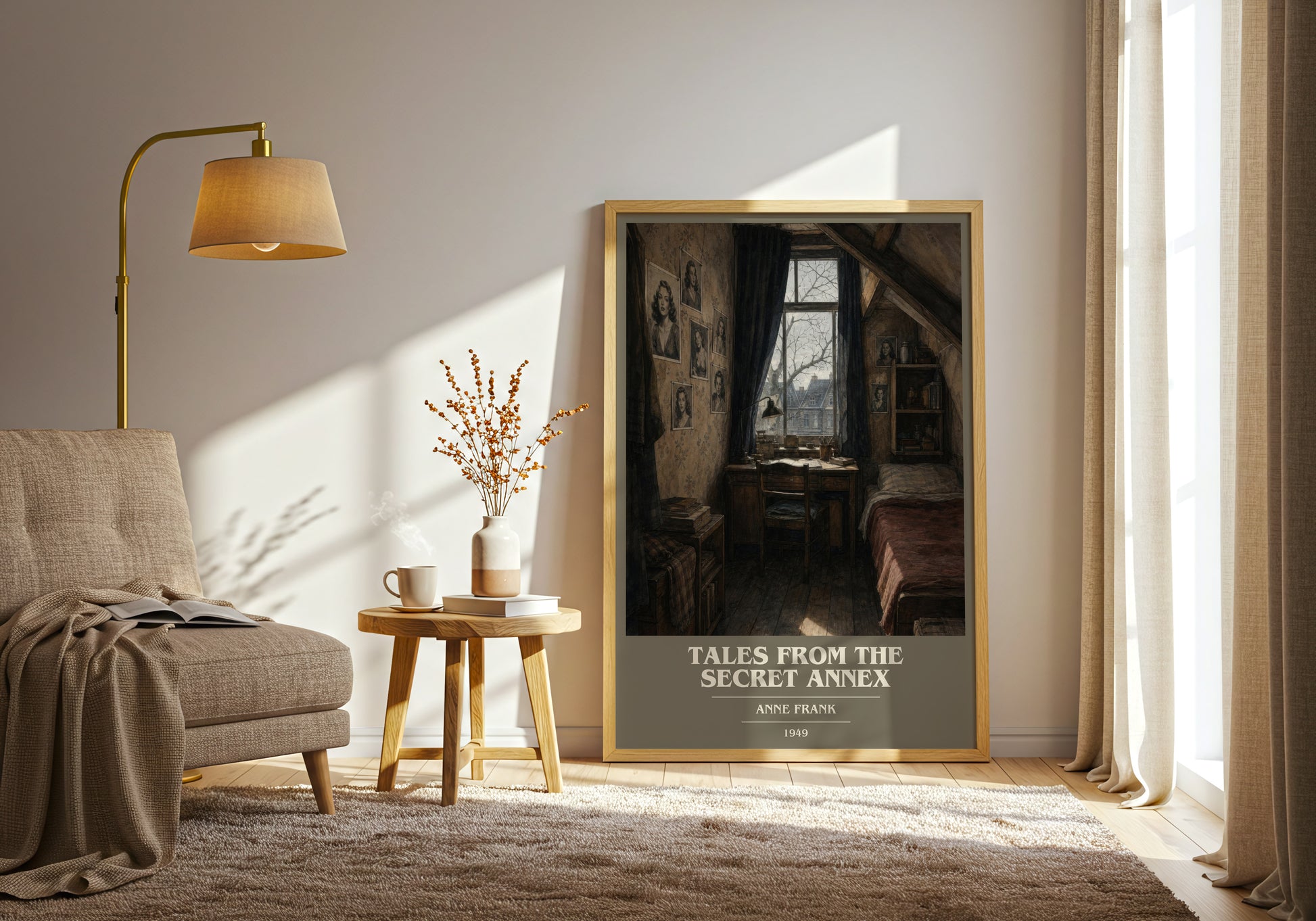 Tales From The Secret Annex book cover print on bookshelf – Anne Frank fan gift