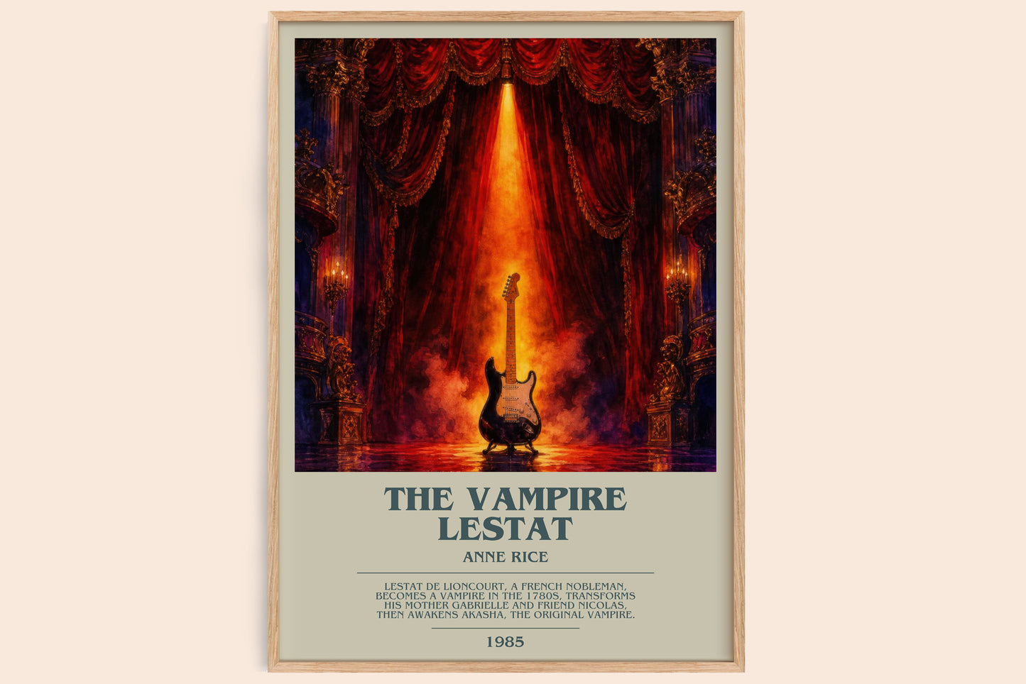 The Vampire Lestat bookish book poster by Anne Rice – framed literary art print