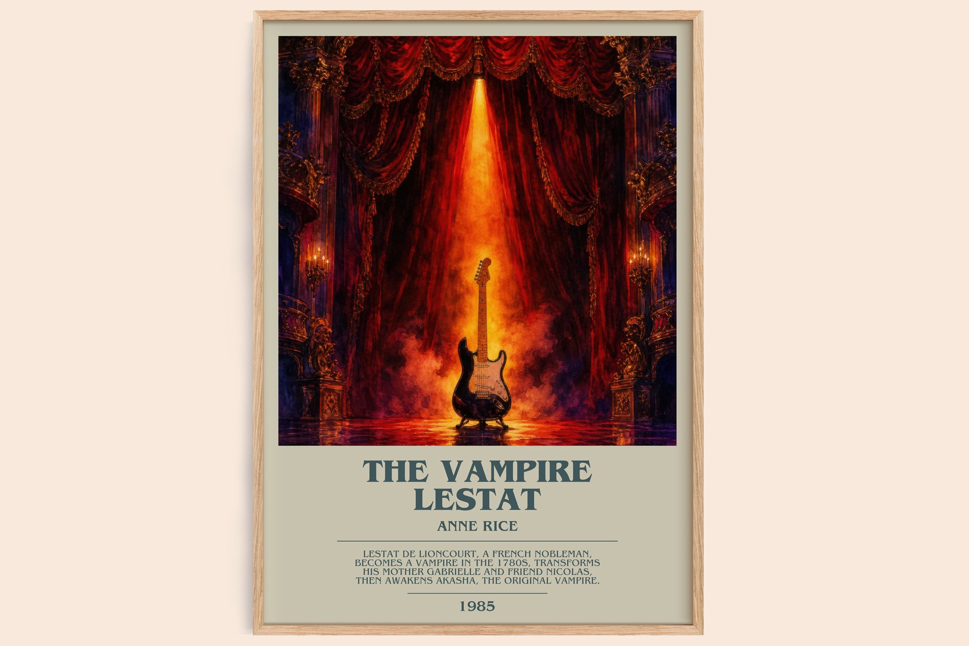 The Vampire Lestat bookish book poster by Anne Rice – framed literary art print