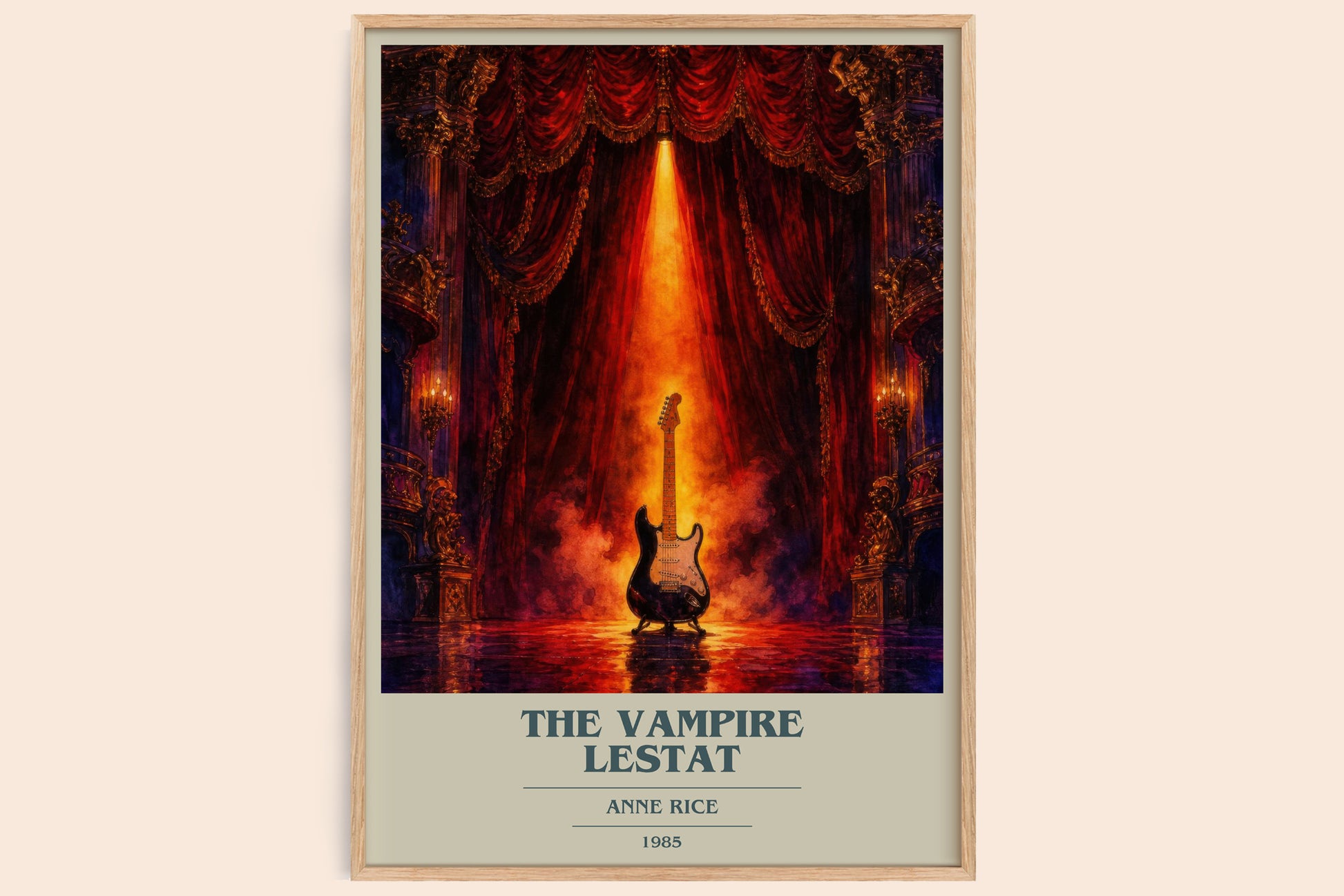 The Vampire Lestat book cover book poster by Anne Rice – framed literary art print