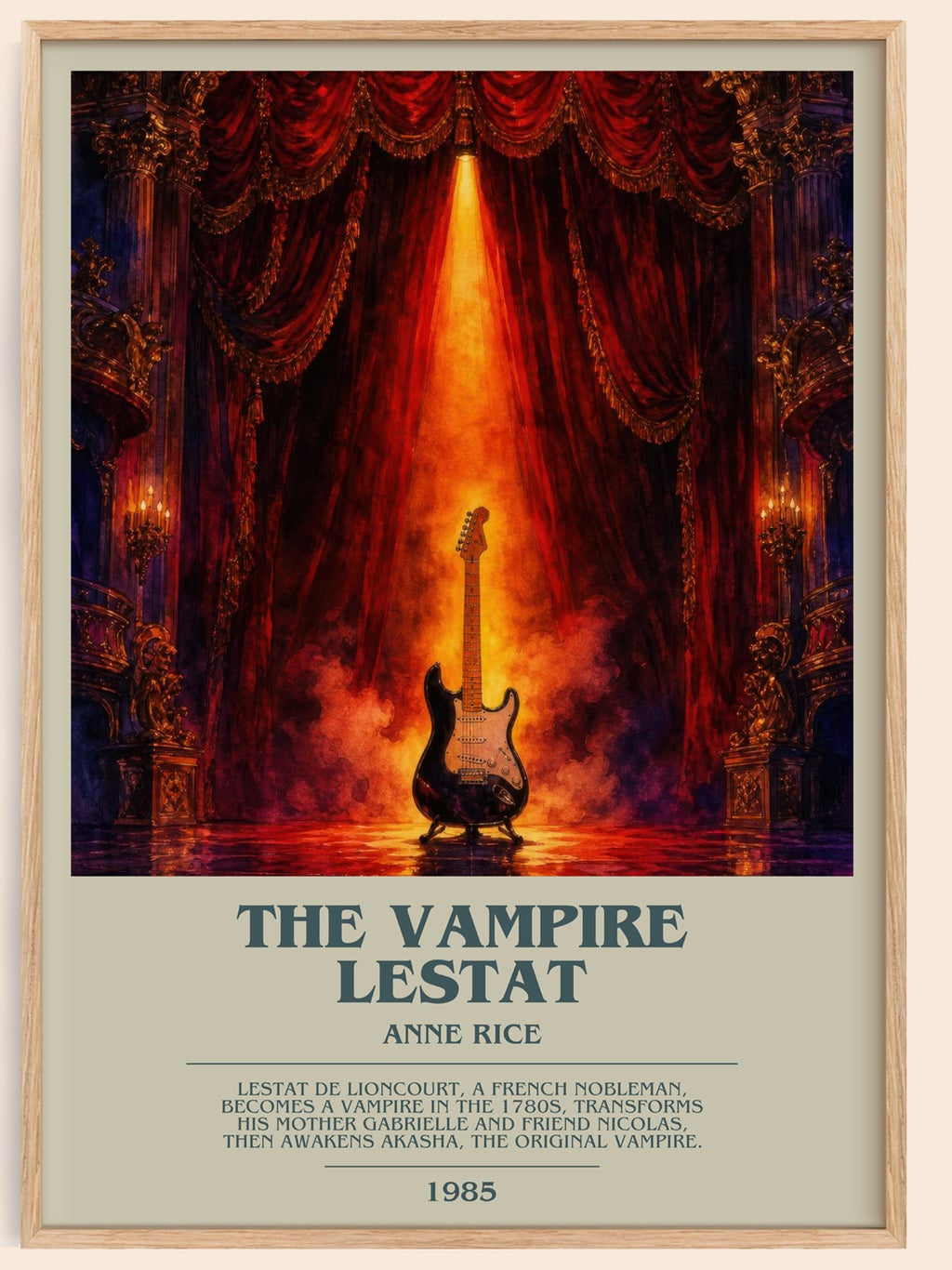 The Vampire Lestat bookish book poster by Anne Rice – framed literary art print
