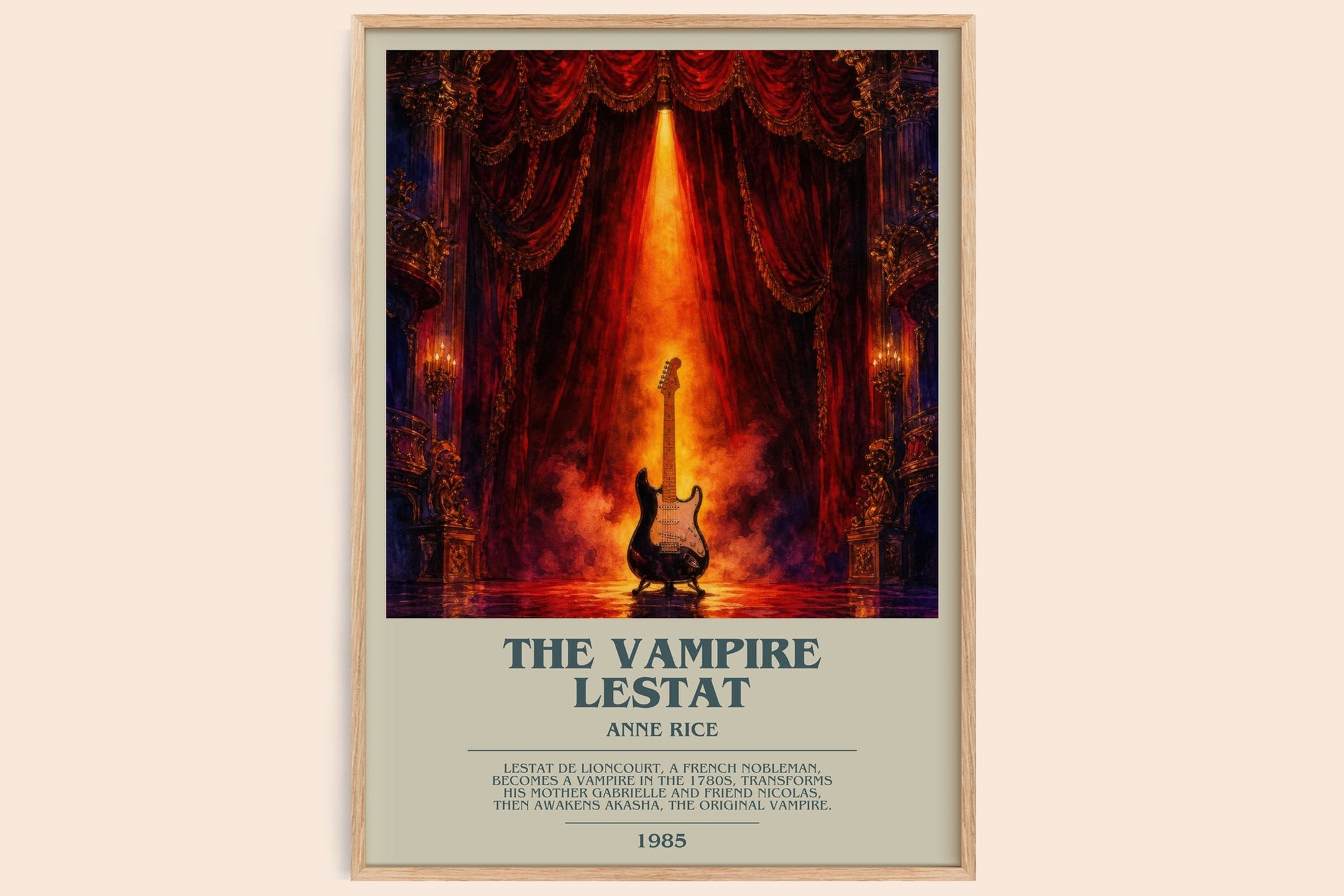 The Vampire Lestat bookish book poster by Anne Rice – framed literary art print