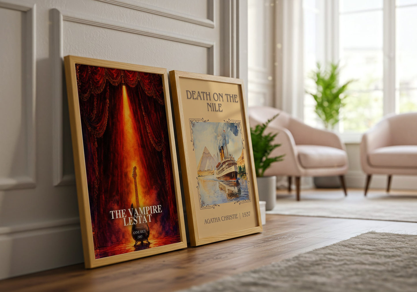The Vampire Lestat watercolour print framed by window – literary home decor