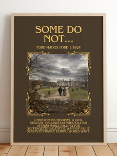Some Do Not... Minimalist Book Poster by Ford Madox Ford – framed print leaning on a wooden floor