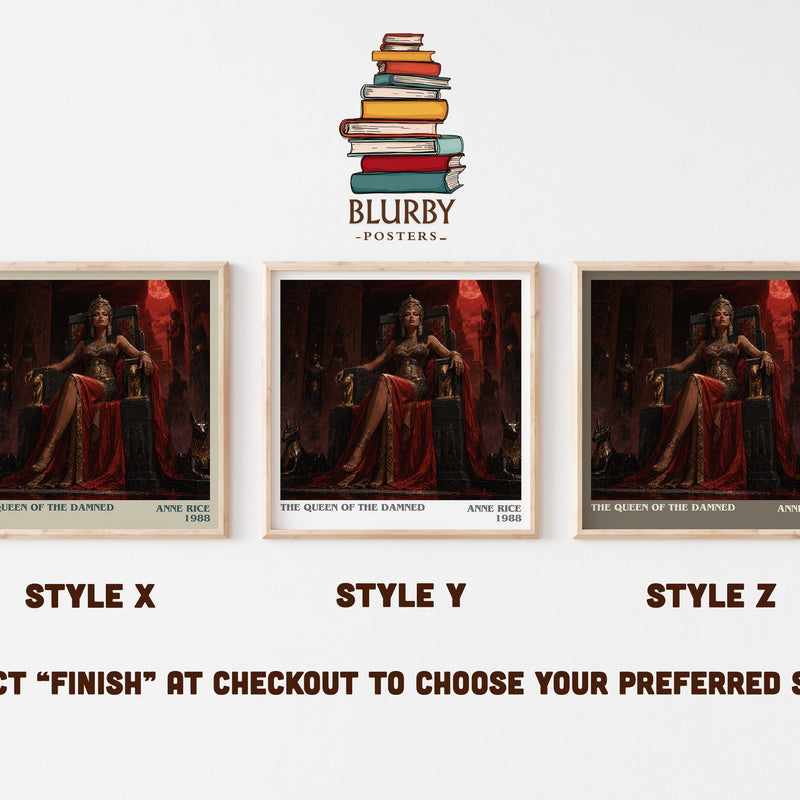 The Queen Of The Damned literary print in frame leaning in hallway – horror wall art