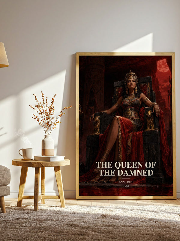 The Queen Of The Damned watercolour print in frame leaning in hallway – horror wall art
