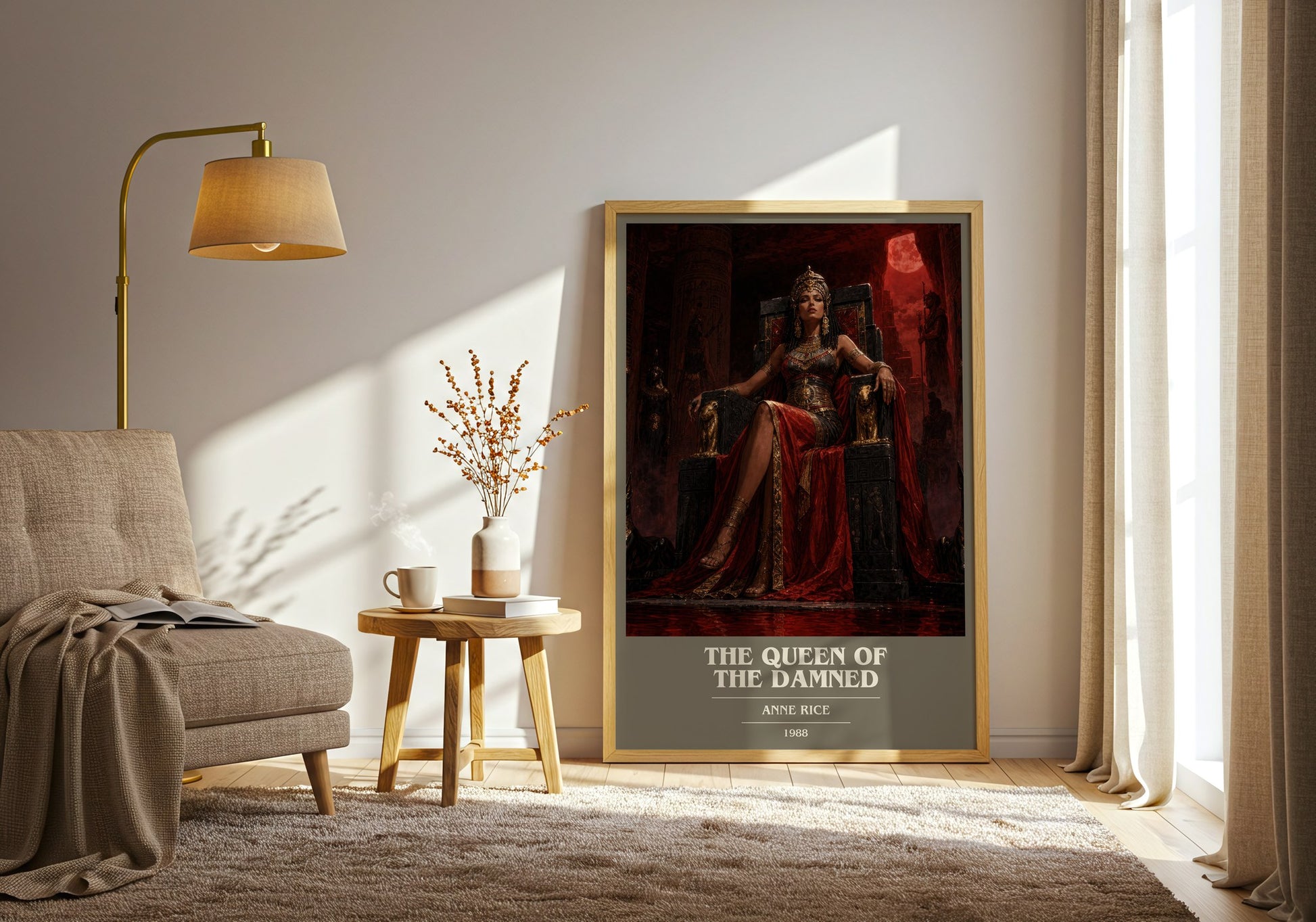 The Queen Of The Damned book cover print on bookshelf – Anne Rice fan gift
