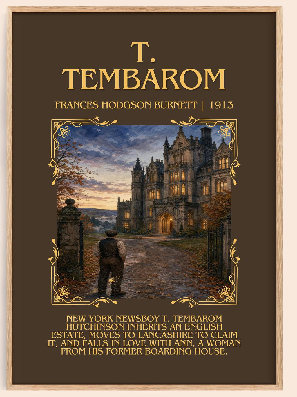 T. Tembarom Minimalist Book Poster by Frances Hodgson Burnett – book poster