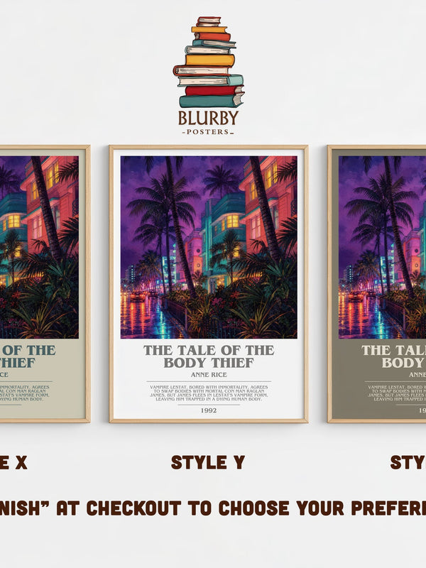 The Tale Of The Body Thief bookish print in frame leaning in hallway – horror wall art