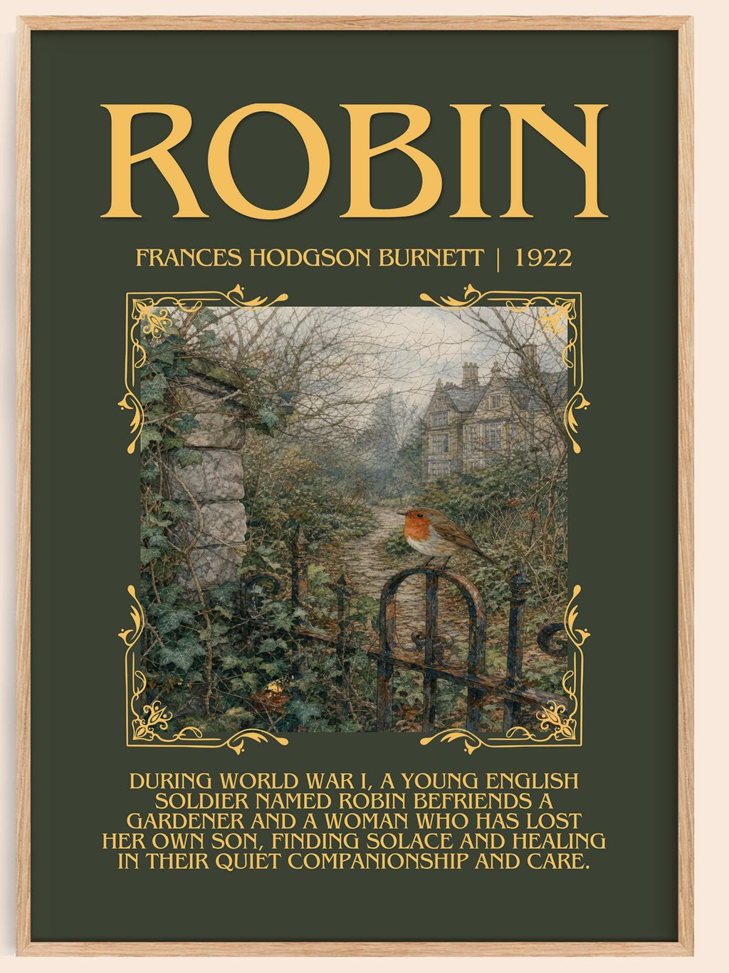 Robin Minimalist Book Poster by Frances Hodgson Burnett – book poster