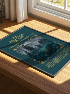 Ascension Factor Minimalist Book Poster by Frank Herbert & Bill Ransom – print on a sunlit desk