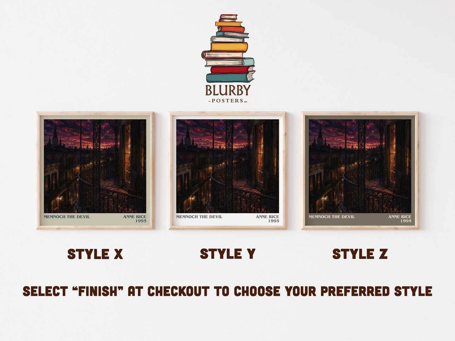 Memnoch The Devil literary print in frame leaning in hallway – horror wall art