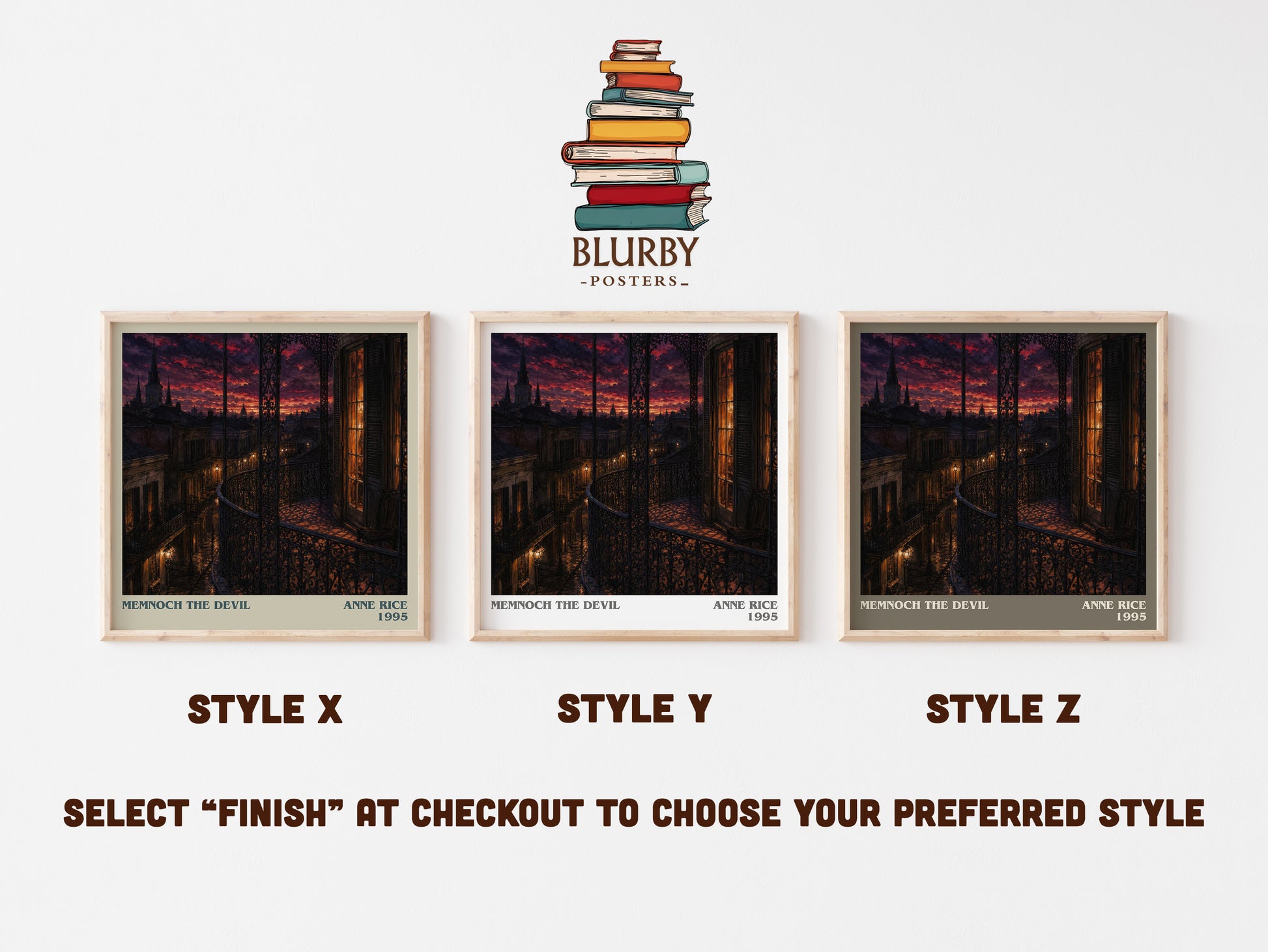 Memnoch The Devil literary print in frame leaning in hallway – horror wall art