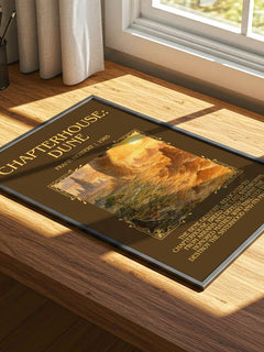 Chapterhouse: Dune Minimalist Book Poster by Frank Herbert – print on a sunlit desk