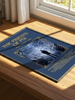 The Priests Of Psi Minimalist Book Poster by Frank Herbert – print on a sunlit desk