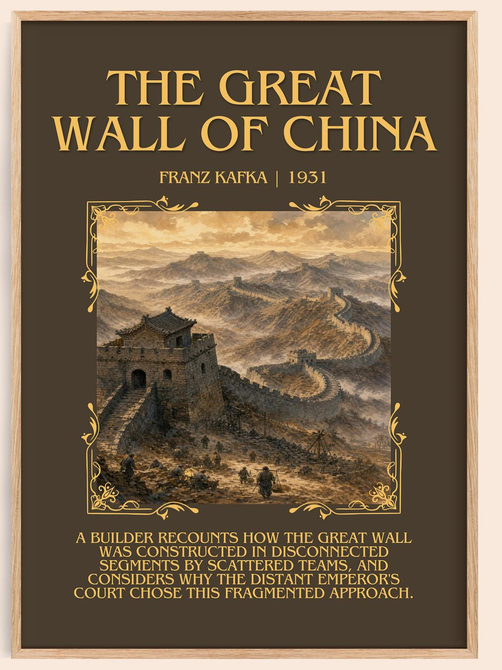 The Great Wall Of China Minimalist Book Poster by Franz Kafka – book poster